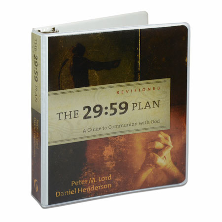 The 29:59 Plan — front cover, .75″ entrapment binder, 8.5 × 5.5 sheet size